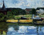 爱德华 蒙克 : Lubeck Harbour with the Holstentor